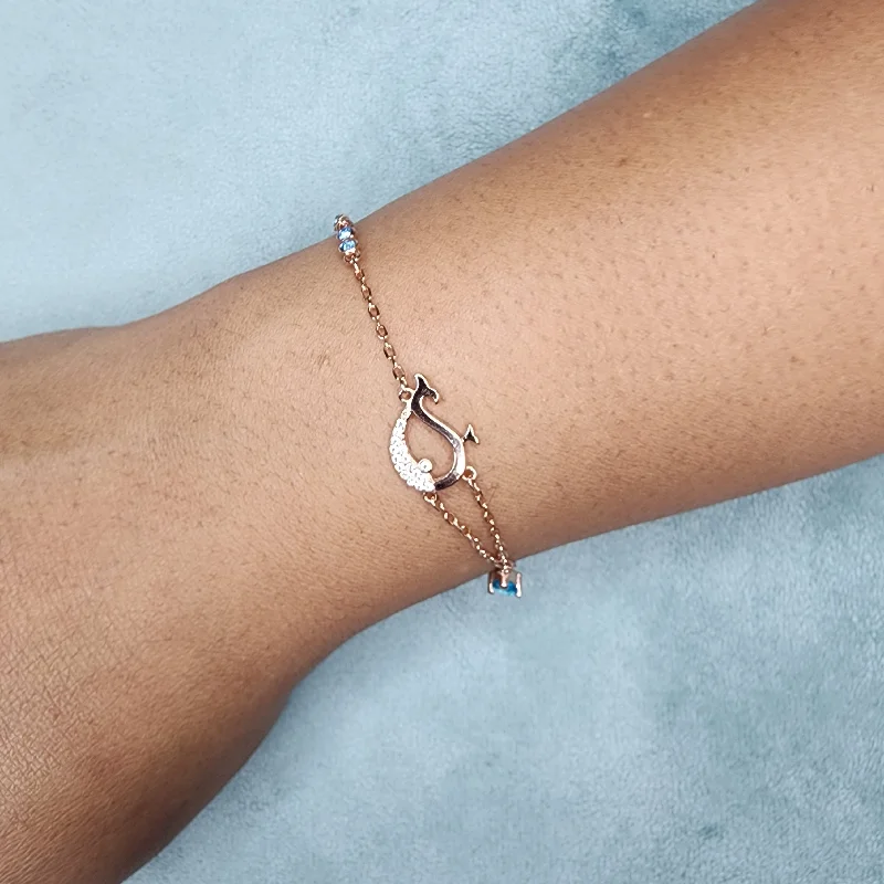 Sleek gem bangles-Orca Rosegold Bracelet