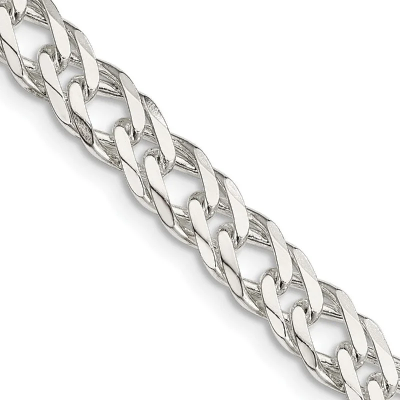 Linen cord necklaces-Curata 925 Sterling Silver 6.25mm Double Diamond Cut Flat Curb Chain Necklace