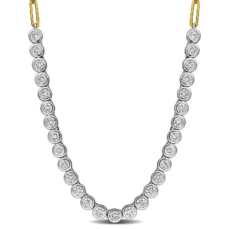 Soft silk necklaces-Created Forever 2 3/5ct TW Lab-Grown Diamond Tennis Necklace in 14k Two-Tone Gold