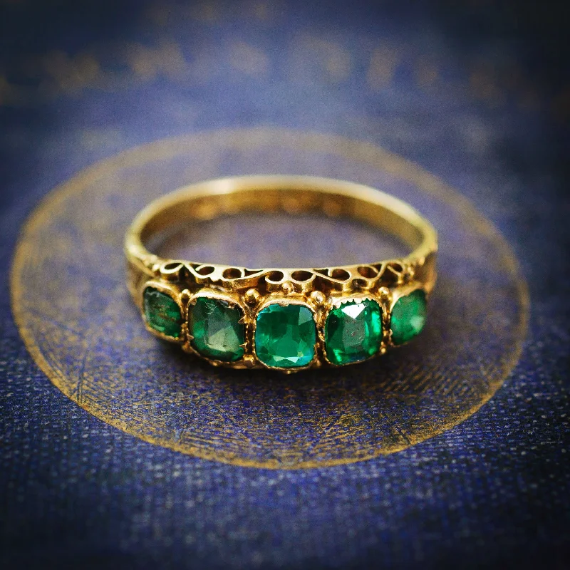 Fluid gem rings-Verdant Hues Date 1876 15ct Gold Green Paste Ring