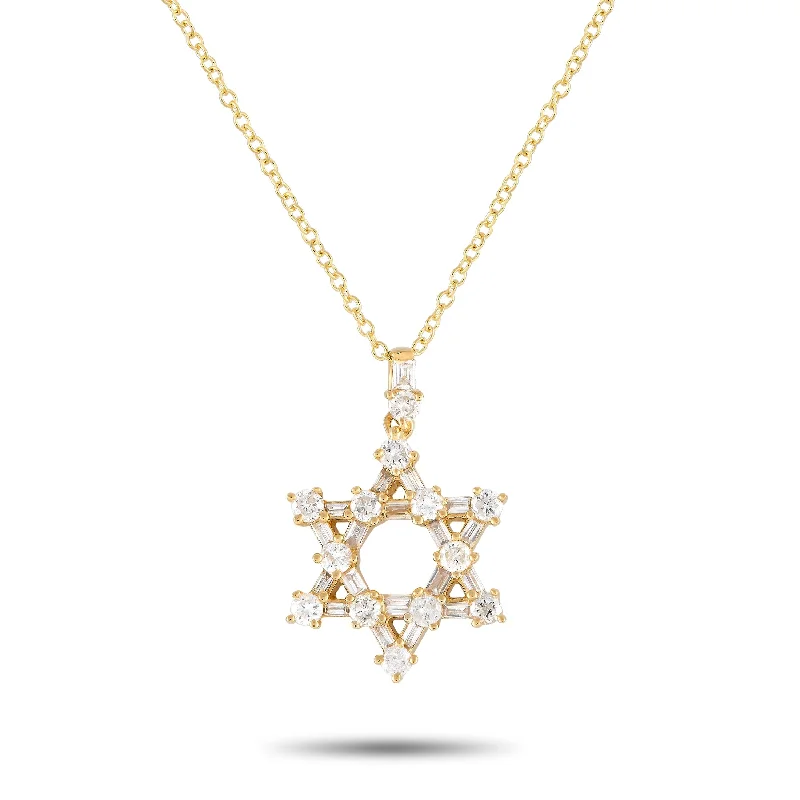 Lustrous pearl necklaces-Yellow Gold 0.38ct Diamond Star of David Necklace PN15241-Y Length 16 Inch