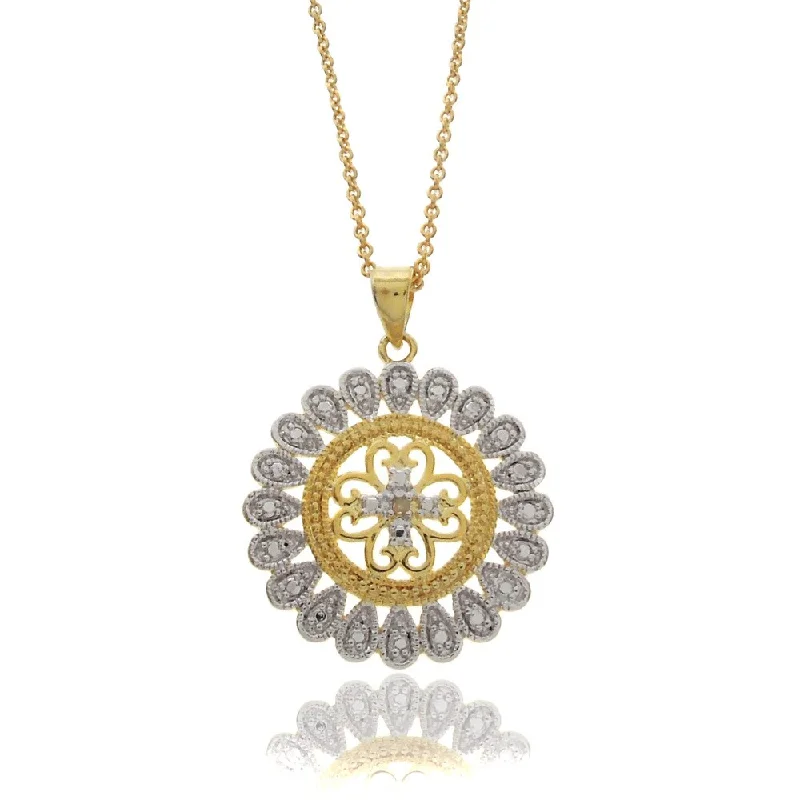 Retro charm necklaces-Finesque Two-tone Silverplated Diamond Accent Medallion Necklace