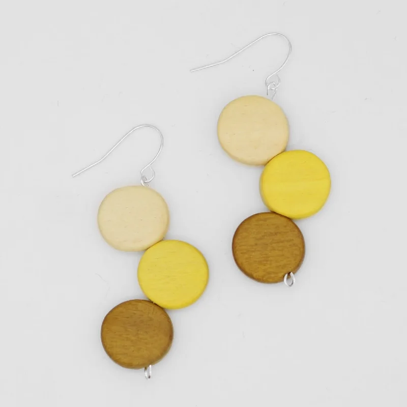 Mystic eye earrings-Yellow Triple Stacked Earring