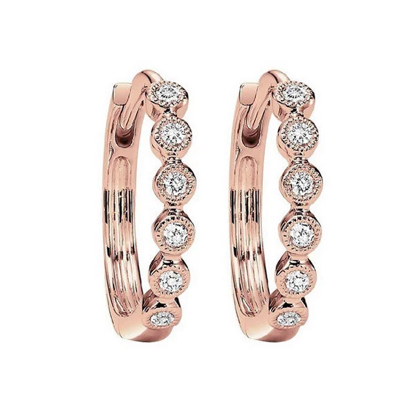 Small gem earrings-10KT ROSE GOLD DIAMOND (1/8CTW) EARRING