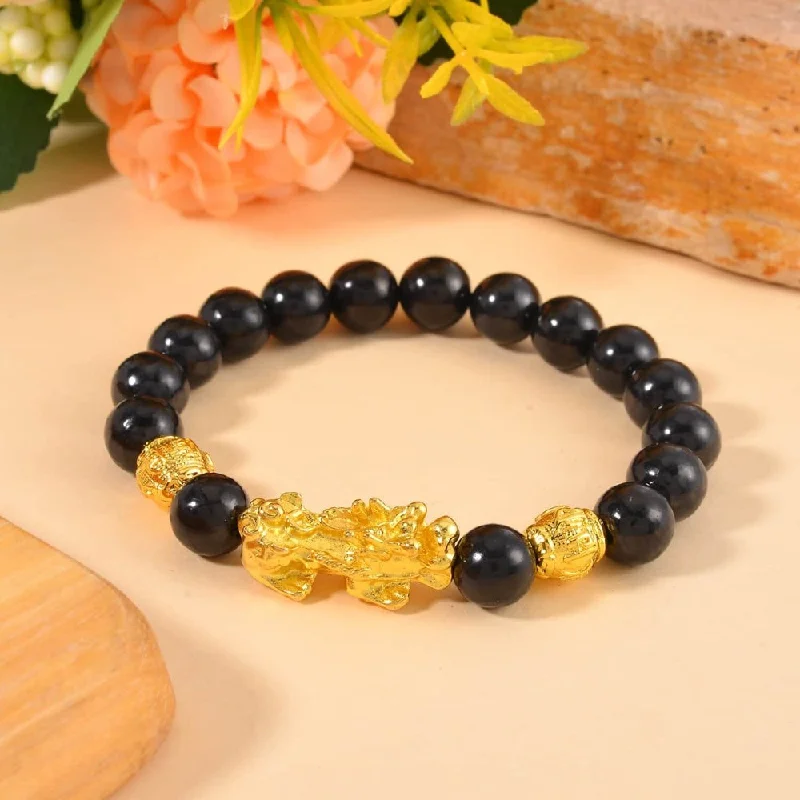 Astro charm bangles-Pixiu Feng Shui Shungite Beaded Bracelet