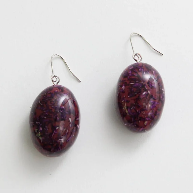 Tiny dot earrings-Deep Red Speckled Oval Thea Earring