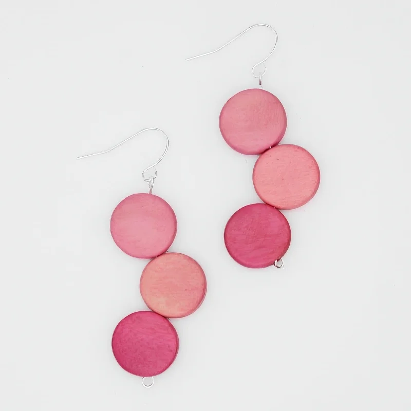 Smooth drop earrings-Bubblegum Triple Stacked Earring