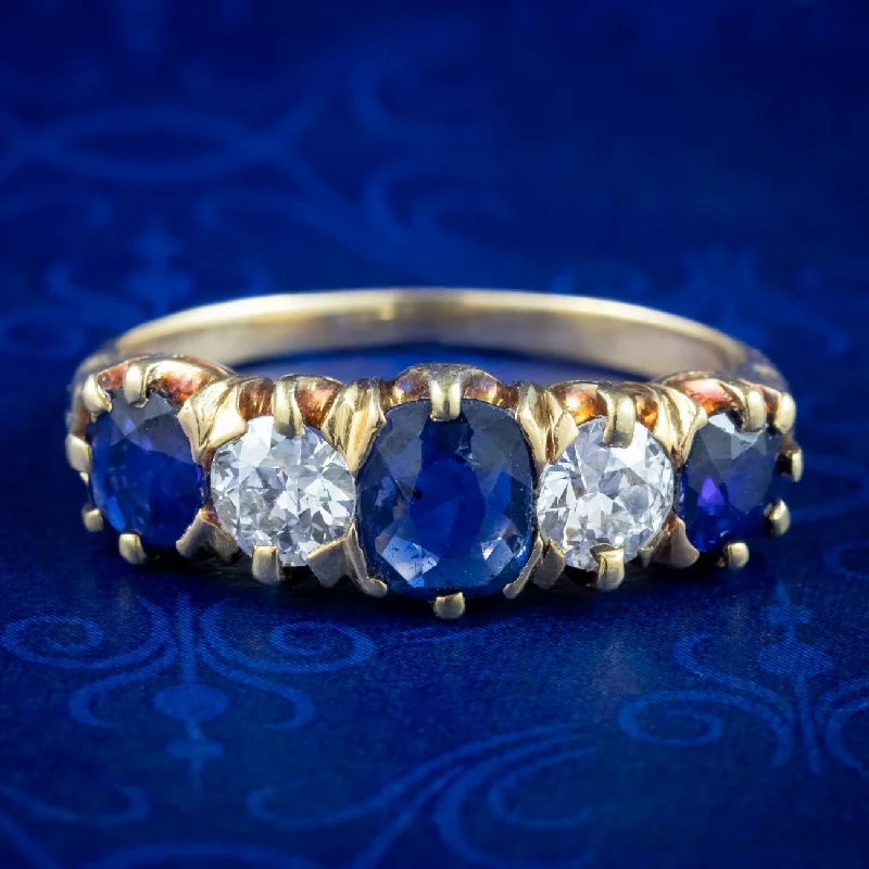 Bold cocktail rings-Antique Edwardian Sapphire Diamond Ring 1.20ct Sapphire