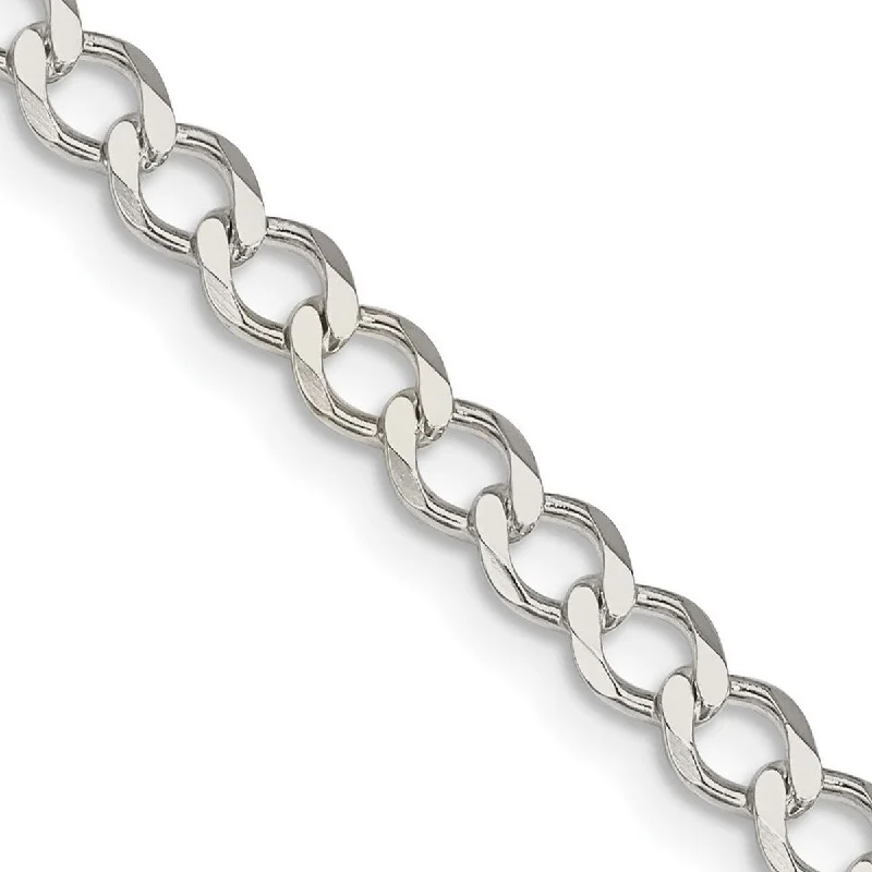 Wave pattern necklaces-Curata 925 Sterling Silver 4.5mm Polished Flat Curb Chain Necklace