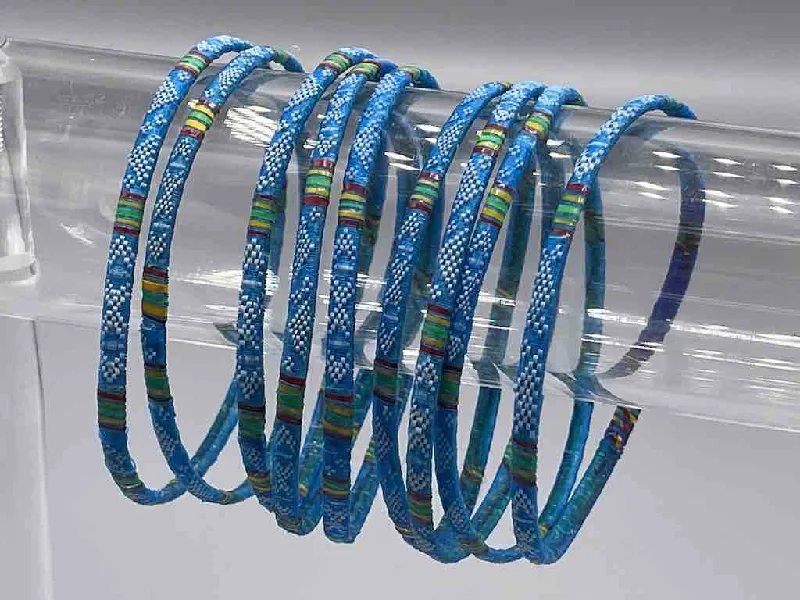 Solid stone bangles-Very Thin Finest Design Recycled Plastic Bracelet - Turquoise