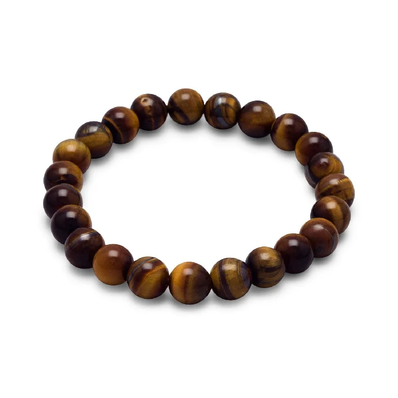 Lily motif bangles-Tiger's Eye Bead Stretch Bracelet