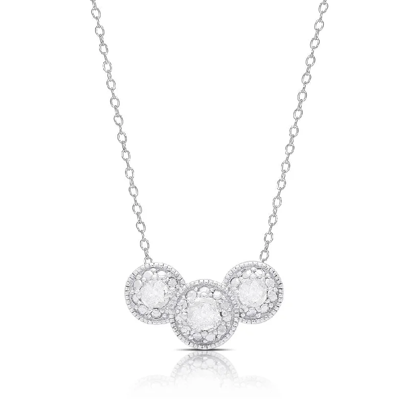 Full moon necklaces-Finesque Sterling Silver .45ct TDW Diamond Three Stone Necklace