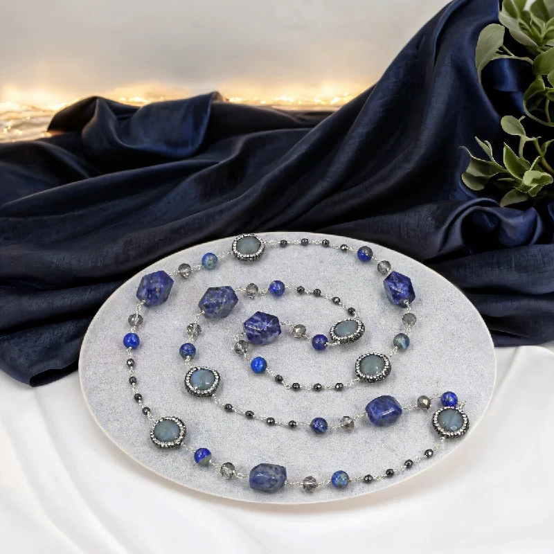 Lace charm necklaces-Sodalite Rosary Blue Necklace