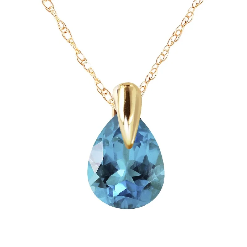 Tie-style necklaces-0.68 Carat 14K Gold Necklace Natural Blue Topaz