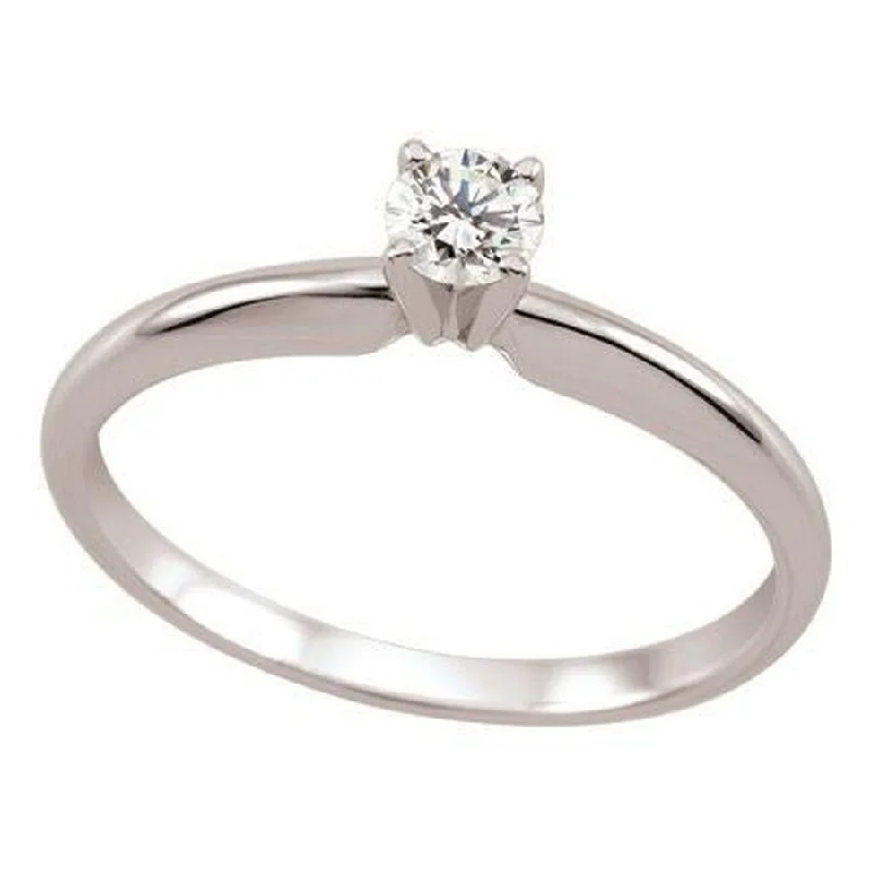 Deco design engagement rings-0.20ct Round Brilliant Cut Diamond Solitaire 18ct White Gold Ring