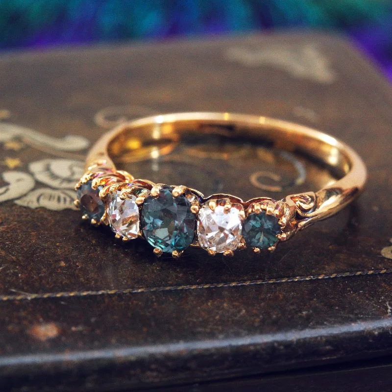 Whimsical rings-Rare Colour Change Alexandrite & Diamond Ring