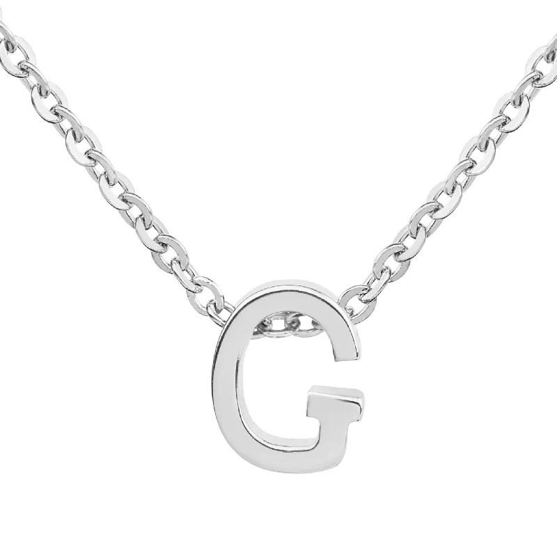 Owl charm necklaces-Women's Polished Initial Stainless Steel Pendant Necklace - 18"