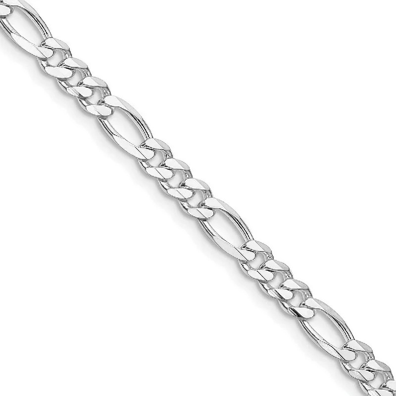 Thick collar necklaces-Curata 925 Sterling Silver Rhodium 4.5mm Figaro Chain Necklace for Men