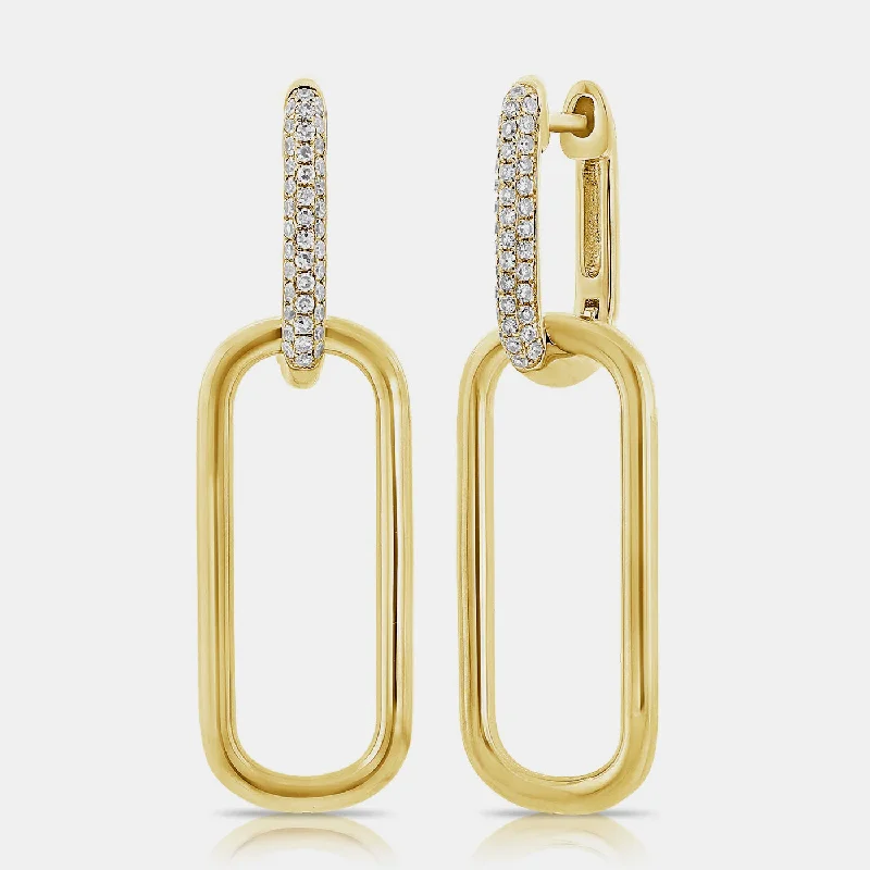 Polished charm earrings-Diamond Link Dangling Earrings