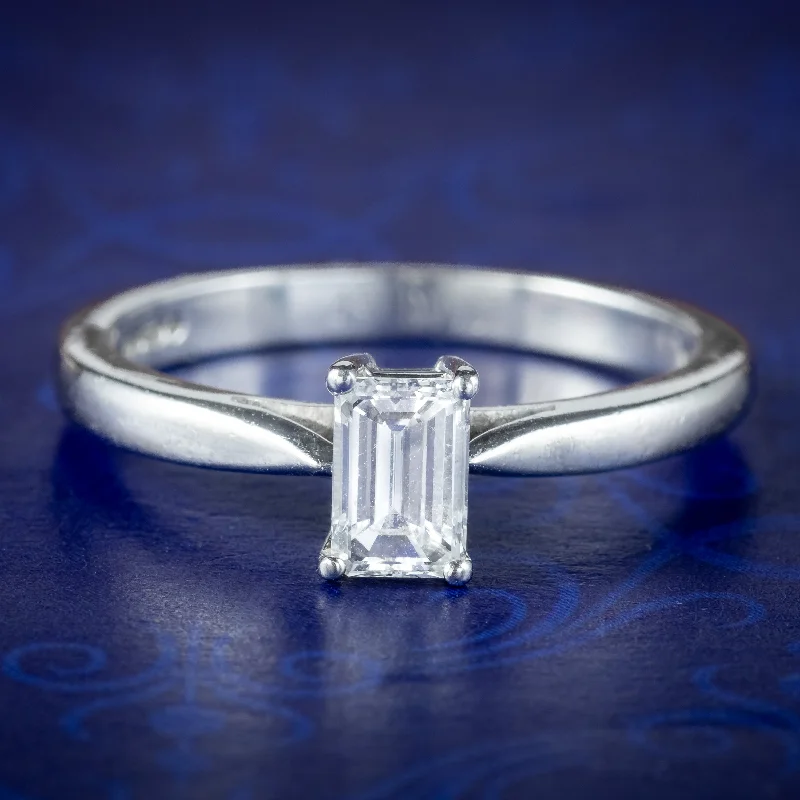 Tiny star rings-Art Deco Style Diamond Solitaire Ring 0.49ct VVS1 Diamond