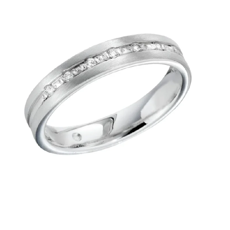 Hand-polished engagement rings-18ct White Gold Round Brilliant Cut Diamond Set Band