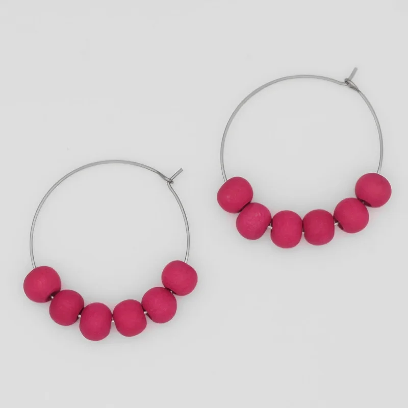 Sleek stud earrings-Vibrant Pink Hoop Dangle Earring