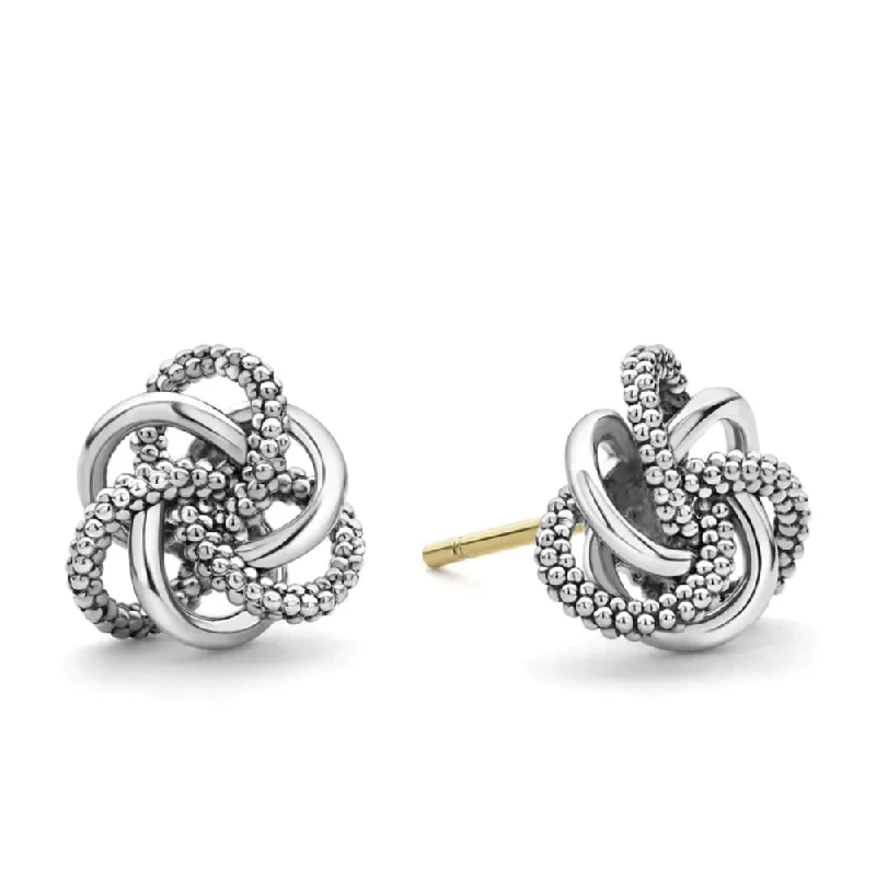 Bright gem earrings-Lagos Silver Love Knot Stud Earring