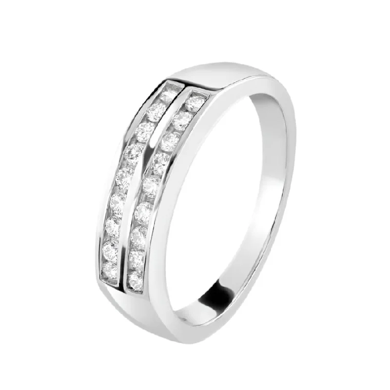 Petal carved engagement rings-0.25ct Round Brilliant Cut Diamond 2-Row Channel Set Half Eternity Ring