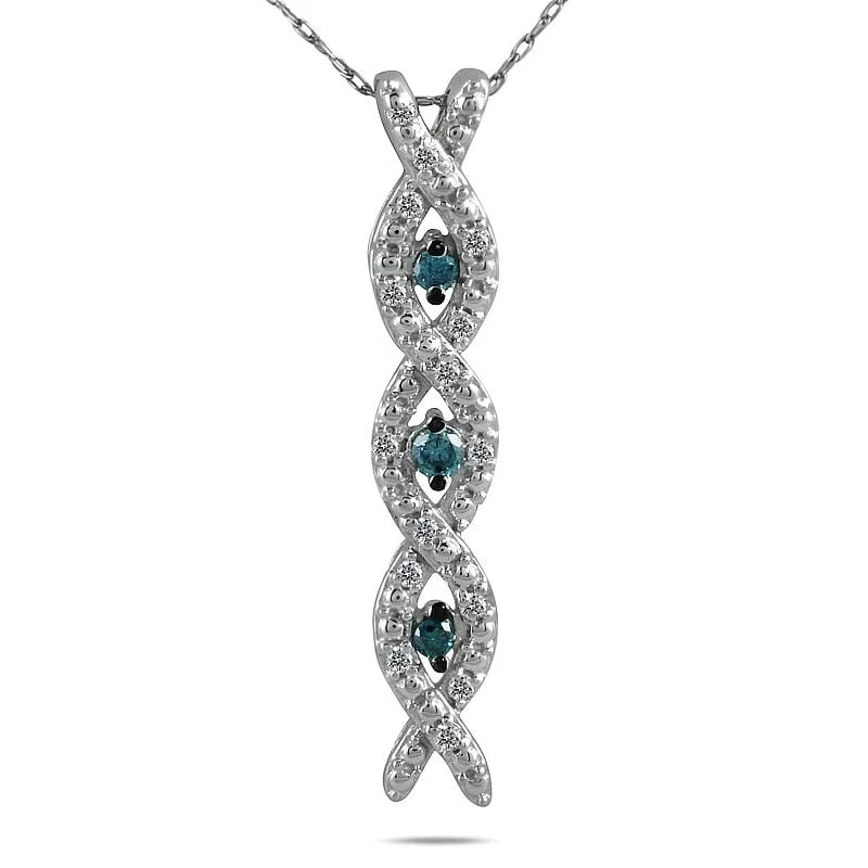 Fiber tassel necklaces-Marquee 10k White Gold 1/5ct TDW Blue and White Diamond Helix Necklace (I-J, I1-I2)