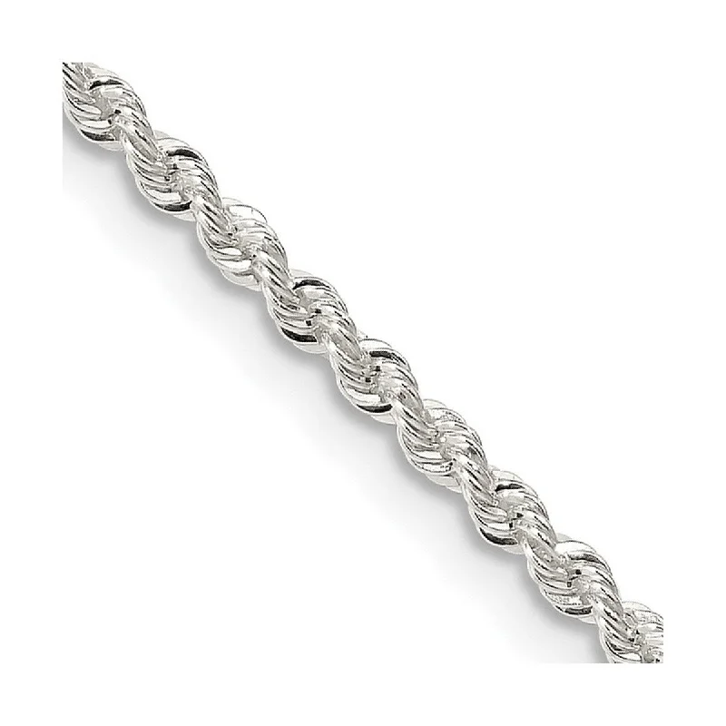 Wide chain necklaces-Curata 925 Sterling Silver 2.3mm Solid Rope Chain Necklace