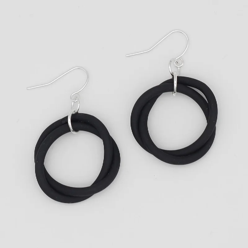 Tide theme earrings-Black Cefalu Swirl Earring