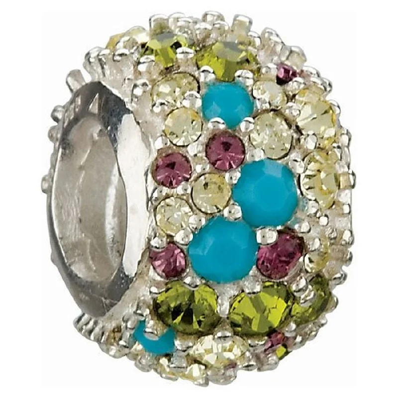 Silk detail engagement rings-Silver Charm - Multi-coloured Jewelled Kaleidoscope