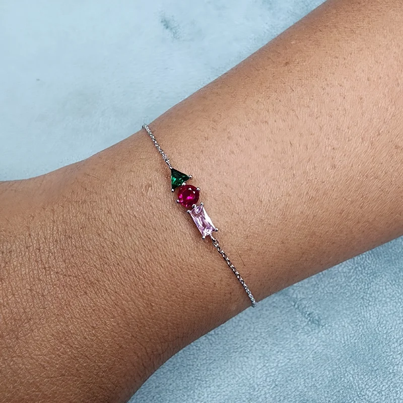 Shiny bead bangles-Rose Silver Bracelet