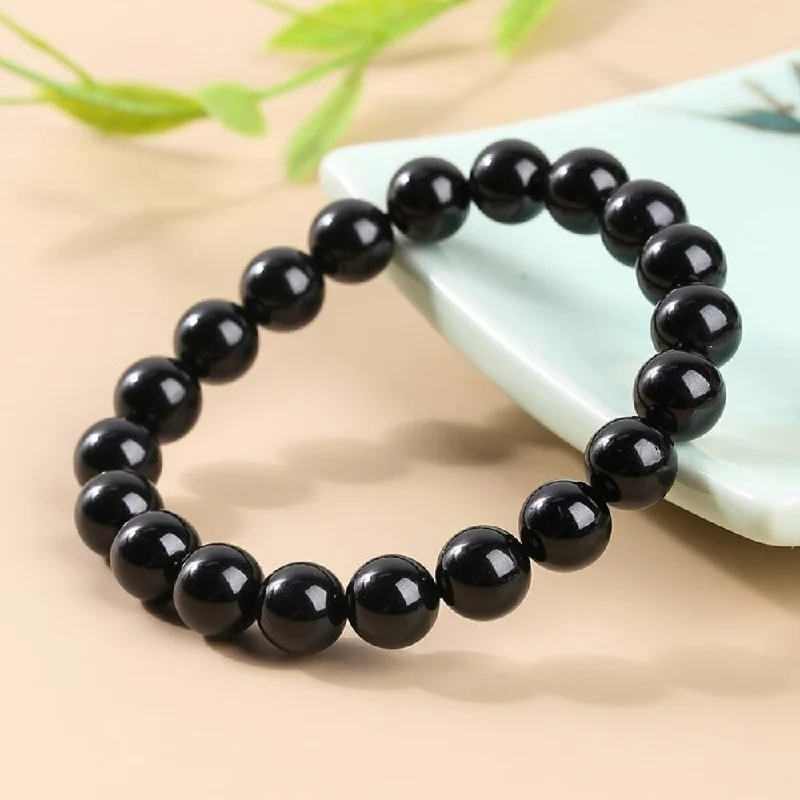 Pure star bangles-Black Tourmaline Bead Bracelet