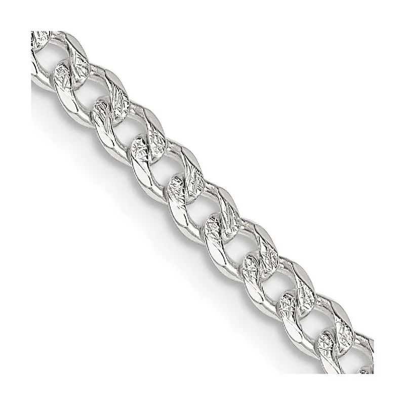 Cosmic charm necklaces-Curata 925 Sterling Silver 4mm Pave Curb Chain Necklace for Men