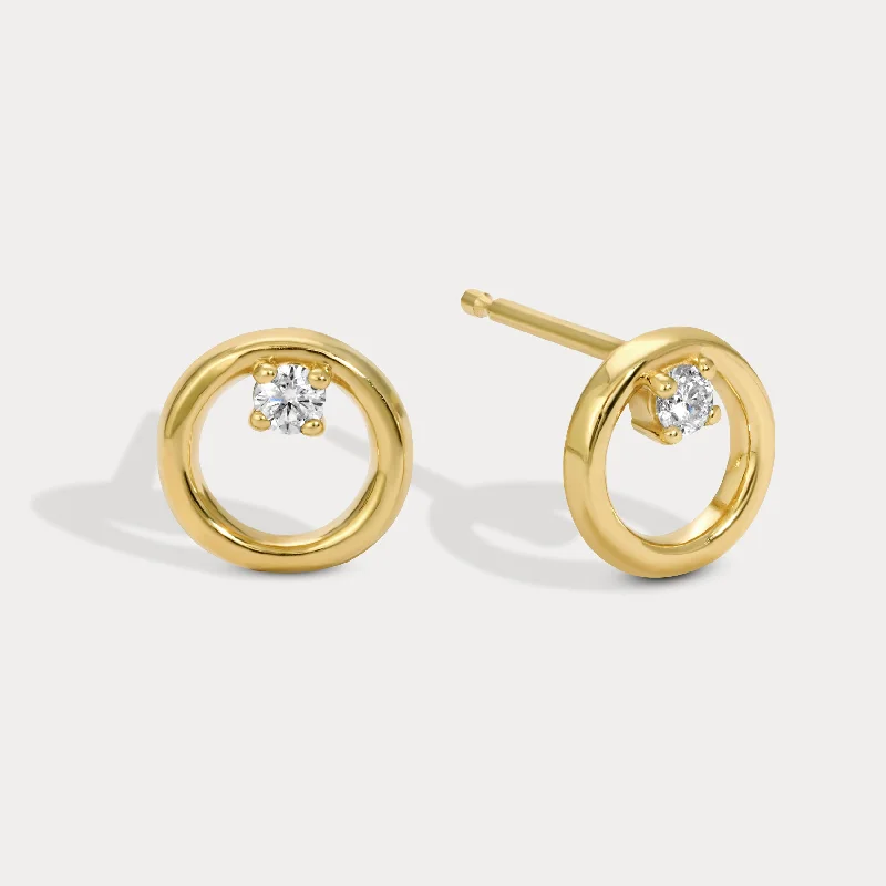 Small gem earrings-Dainty Circle