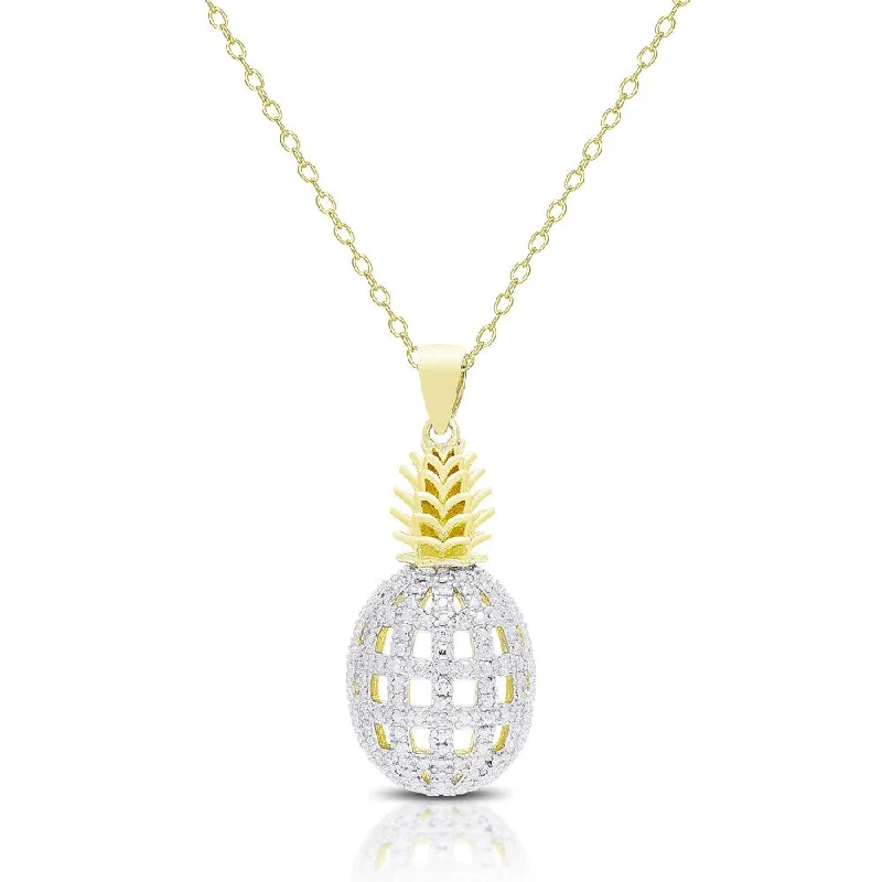 Raised disc necklaces-Finesque Gold Overlay Diamond Accent Pineapple Necklace