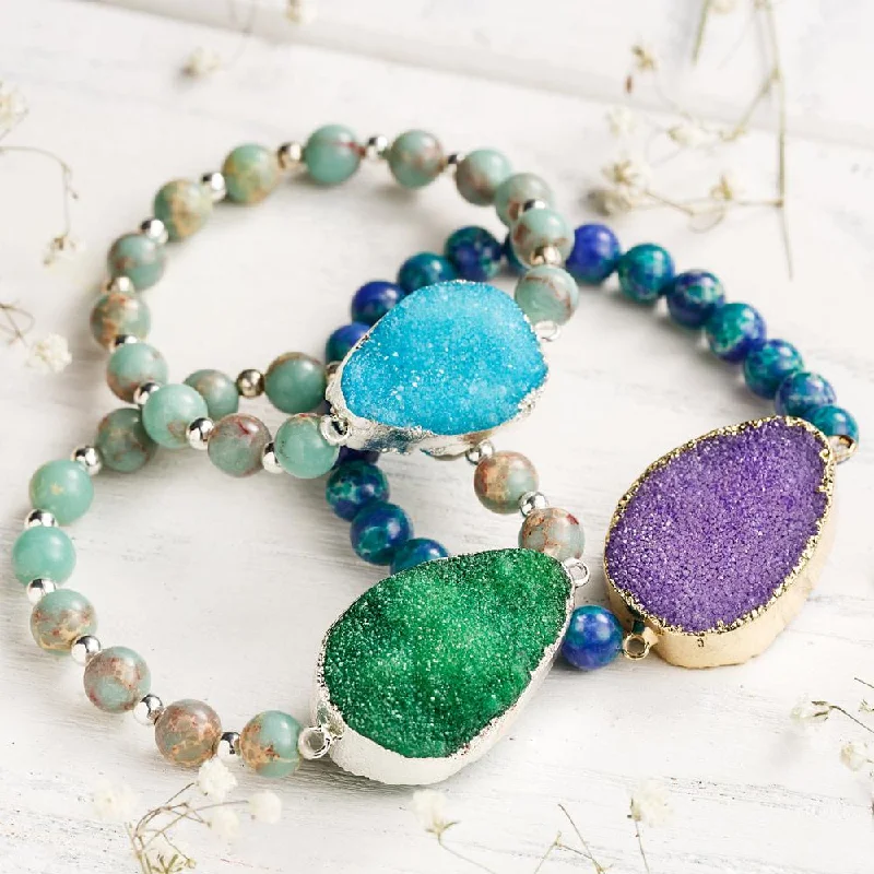 Quirky bead bangles-Oceanic Druzy Bracelet