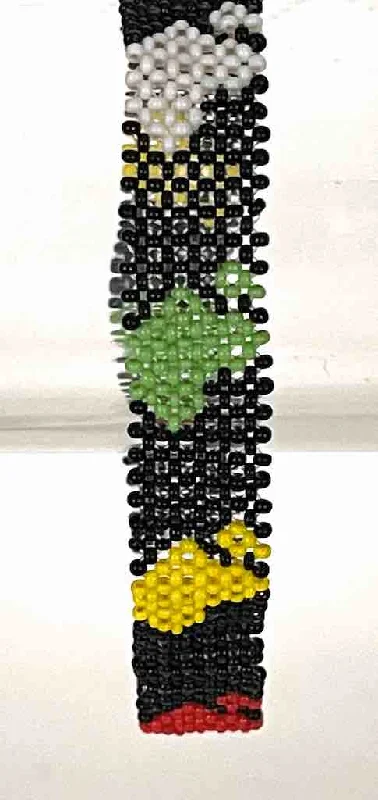 Pinch clasp bangles-Very small bead woven geometric design beaded bracelet - Togo