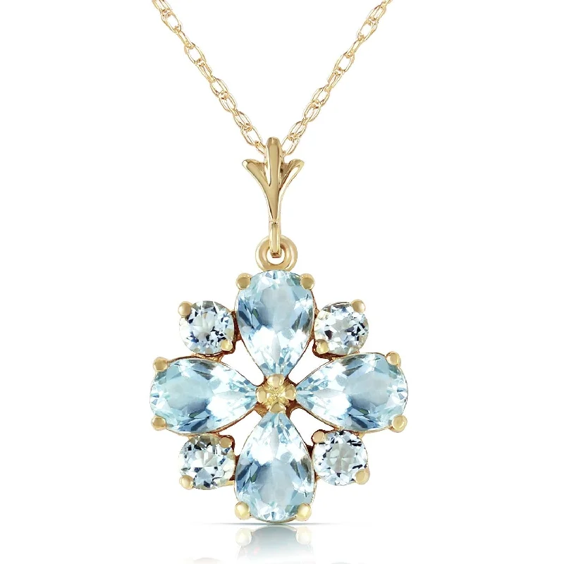 Tie-style necklaces-2.43 Carat 14K Solid Gold Cool Chic Aquamarine Necklace