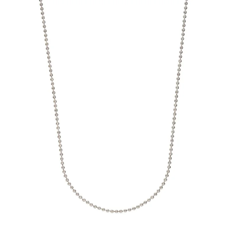 Curved gem necklaces-Curata 925 Sterling Silver Rhodium 2mm Bead Chain Necklace (Lobster)