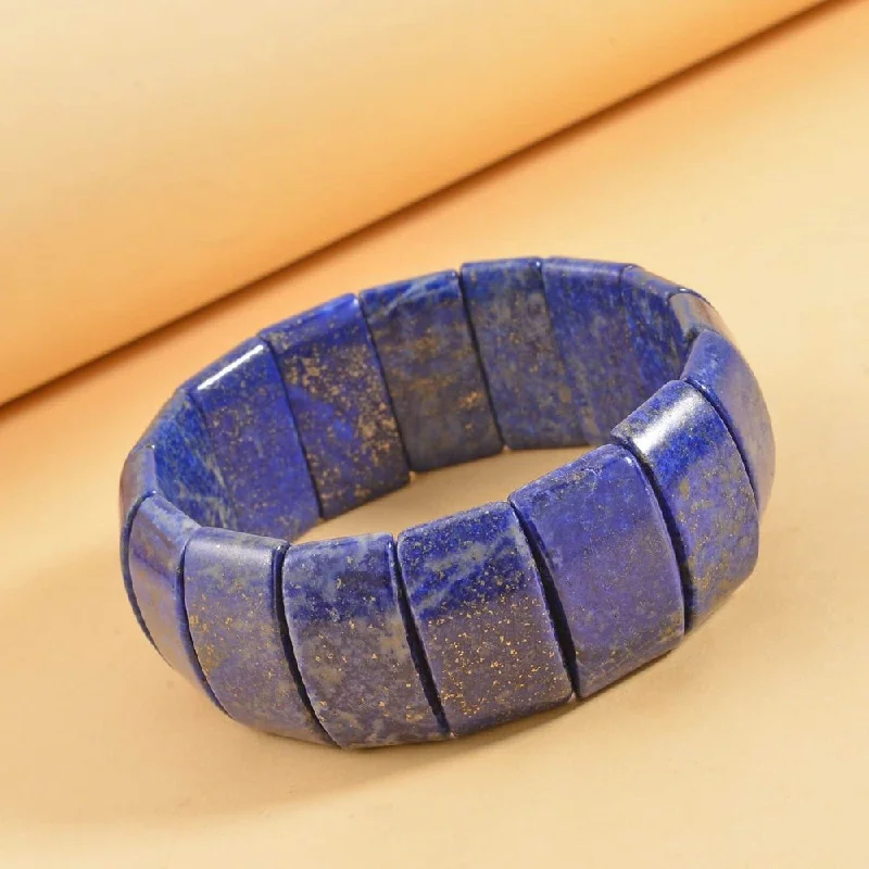 Cord fringe bangles-Lapis Lazuli Boho Block Bracelet