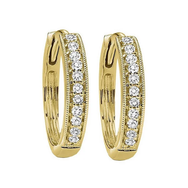 Polished charm earrings-10KT YELLOW GOLD DIAMOND (1/6CTW) EARRING