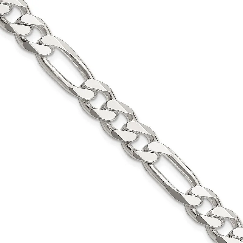 Wave pattern necklaces-Curata 925 Sterling Silver 7.75mm Figaro Chain Necklace for Men