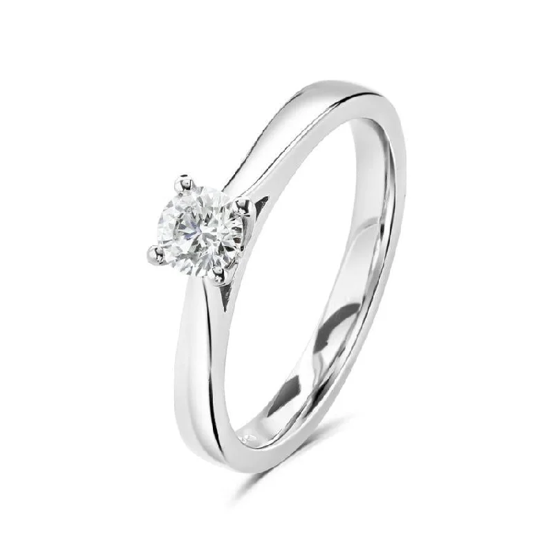 Round halo engagement rings-0.31ct Round Brilliant Cut Diamond Solitaire Platinum Ring