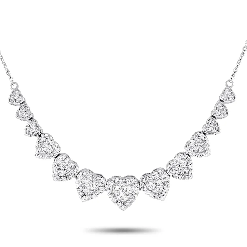 Polished gold necklaces-White Gold 1.0ct Diamond Heart Necklace NK01609 Length 16 Inch