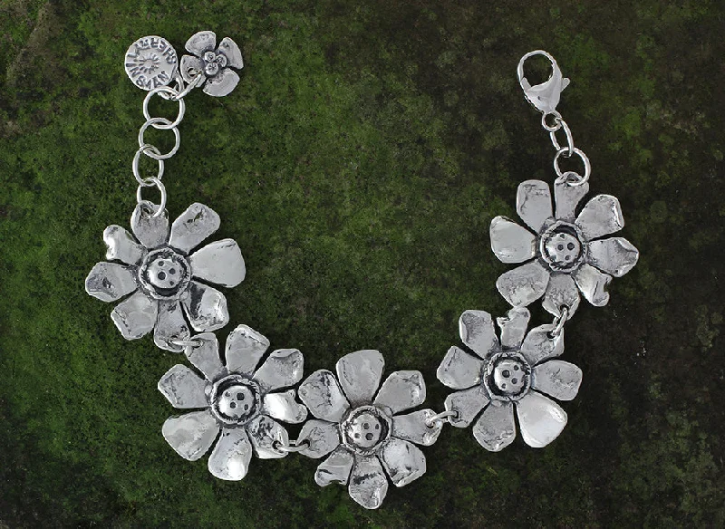 Dove feather bangles-Sterling Silver Sunflower Bracelet