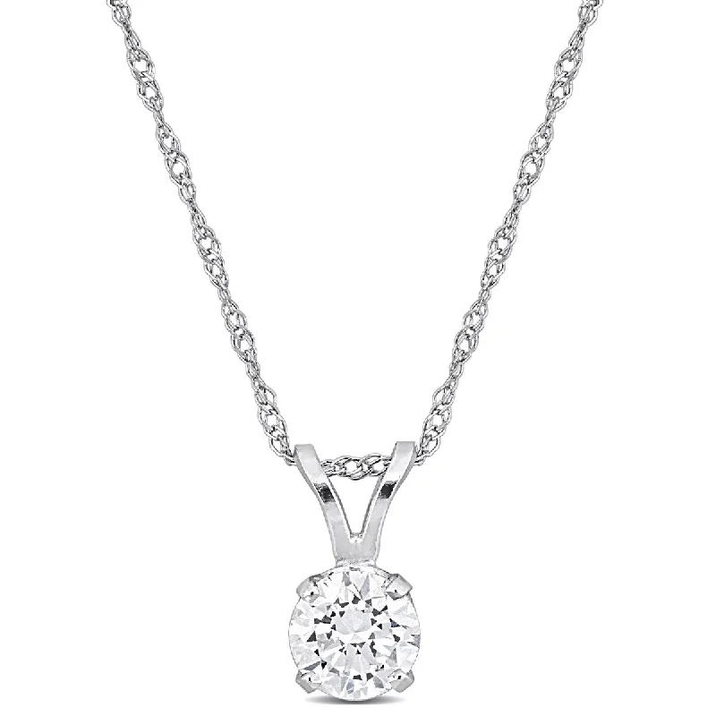 Multi-link necklaces-Created Forever 1/2ct TW Lab-Grown Diamond Solitaire Necklace in 14k White Gold