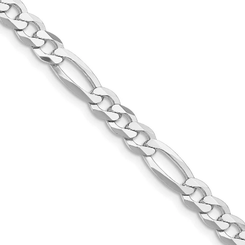 Layered chain necklaces-Curata 925 Sterling Silver Rhodium Plated 5.5mm Lightweight Flat Figaro Chain Necklace