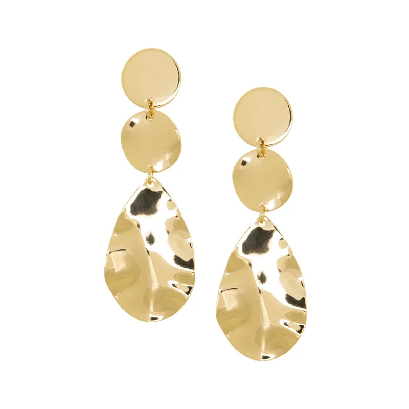 Polished gold earrings-textured teardrop earring